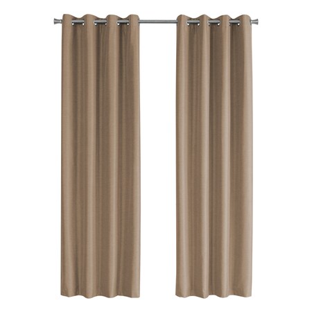 Monarch Specialties Curtain Panel Set, 54"W X 95"L, Grommet, Bedroom, Kitchen, Thermal Insulation, Brown, PK2 I 9839